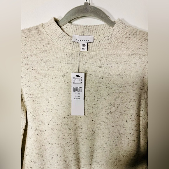 TopShop Womens Crew Neck Long Sleeves Textured Pattern Bodycon Dress Tan Combo - Picture 7 of 8